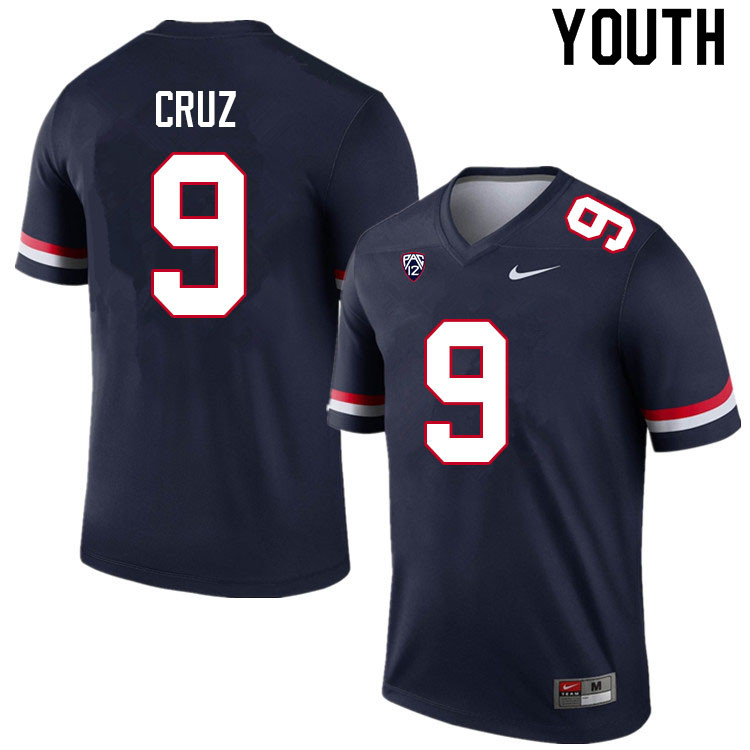 Youth #9 Gunner Cruz Arizona Wildcats College Football Jerseys Sale-Navy